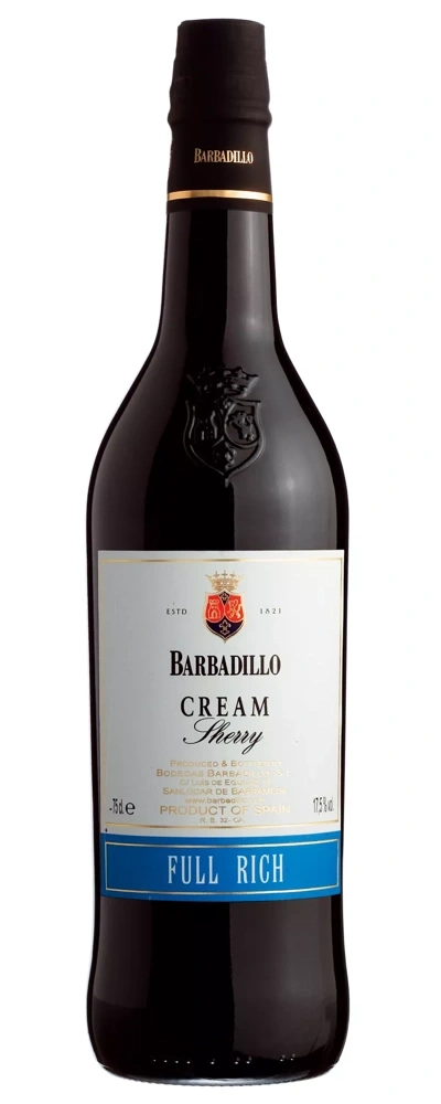 Eine Flasche Barbadillo Cream Sherry mit dem Aufdruck "Full Rich"