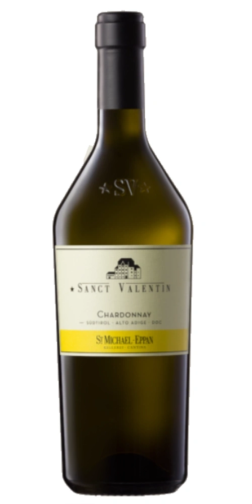Eine Flasche Chardonnay Wein von Sanct Valentin aus Südtirol