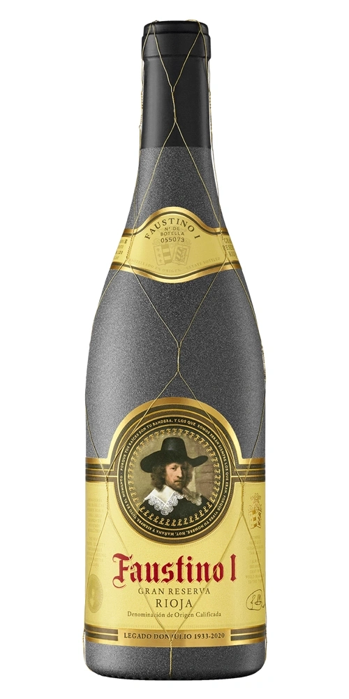 Faustino I Gran Reserva Rioja Wein mit goldener Kapsel und Bild