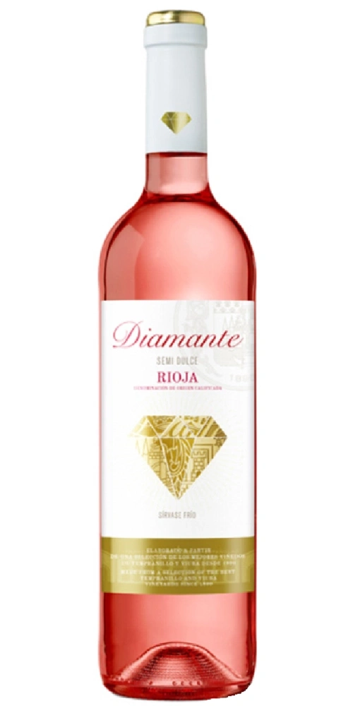 Eine Flasche Diamante Roséwein aus Rioja, mit goldenem Diamanten-Logo.