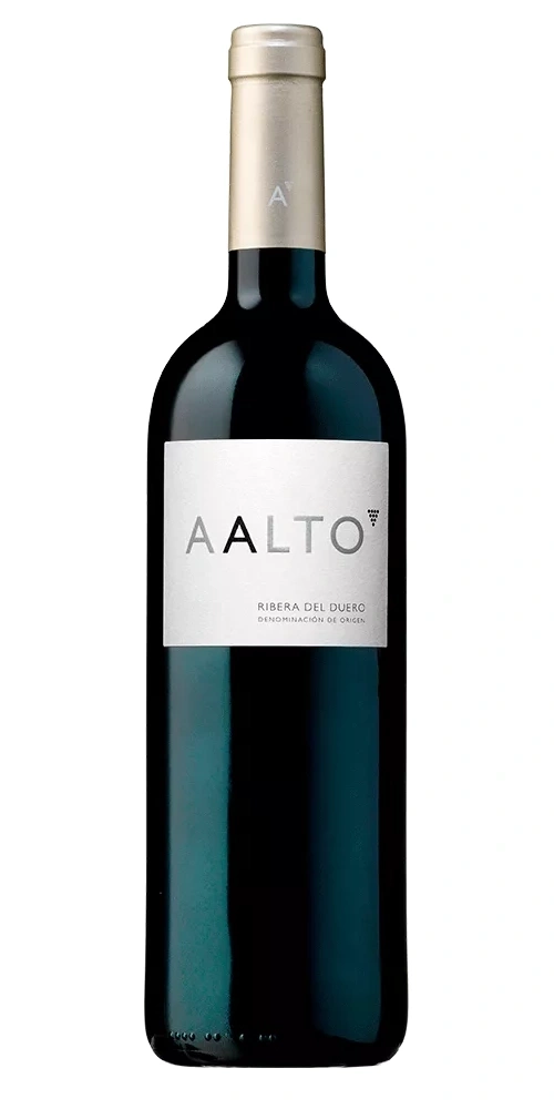 Flasche Rotwein mit silbernem Etikett und goldenem Verschluss