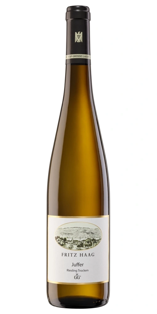 Eine Flasche Weißwein von Fritz Haag, Riesling Trocken, Juffer GG.