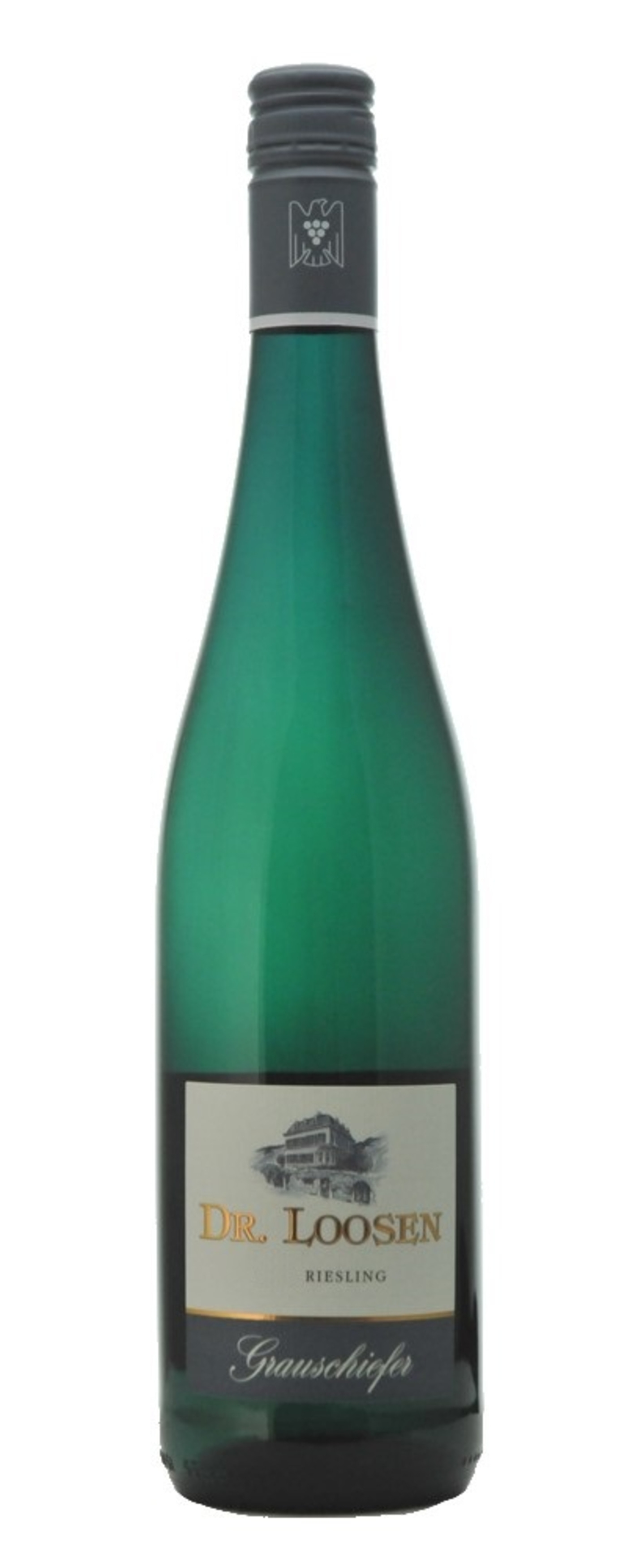 Weinflasche Dr. Loosen Grauschiefer Riesling, grün, Etikett, Wein