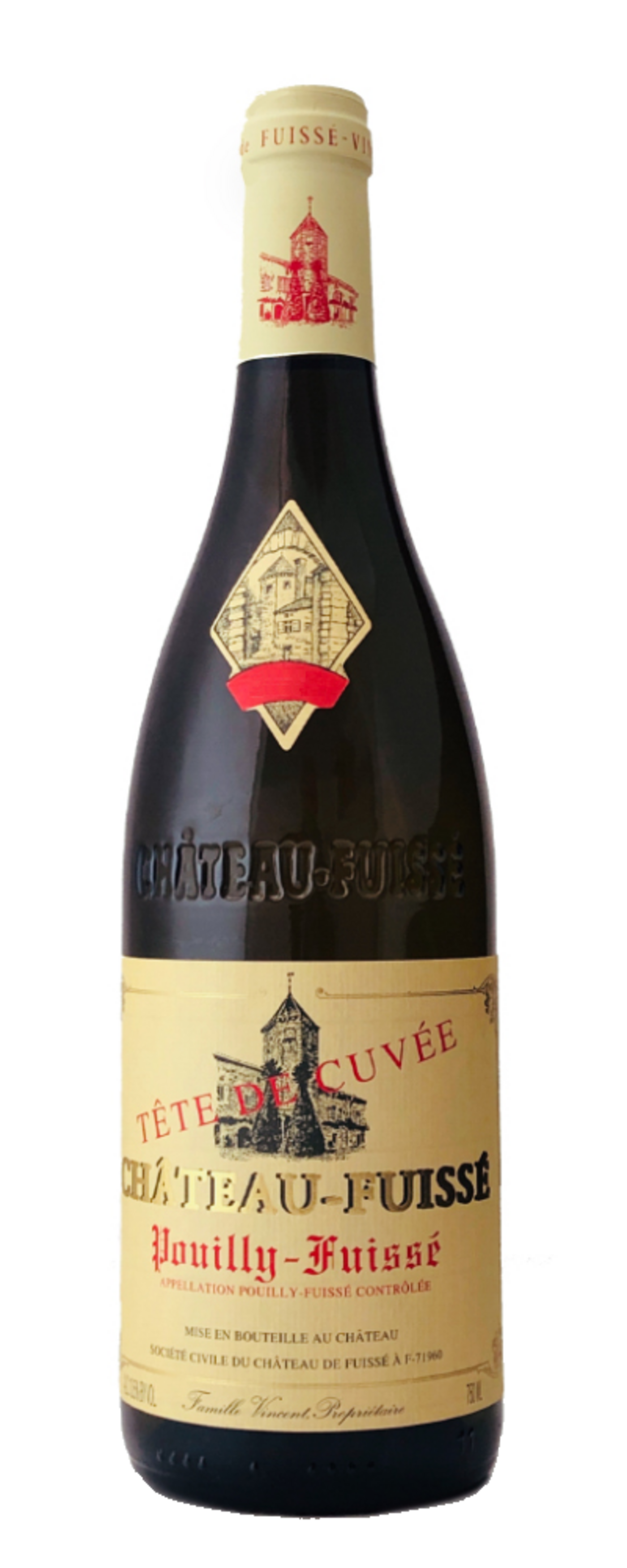 Weinflasche Château-Fuissé Pouilly-Fuissé Tête de Cuvée, Wein, Flasche, Etikett, Frankreich