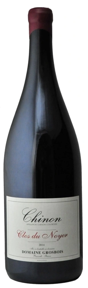Wein-Flasche mit Etikett 'Clos du Noyer' von Domaine Grosbois, Chinon, Frankreich, 2014