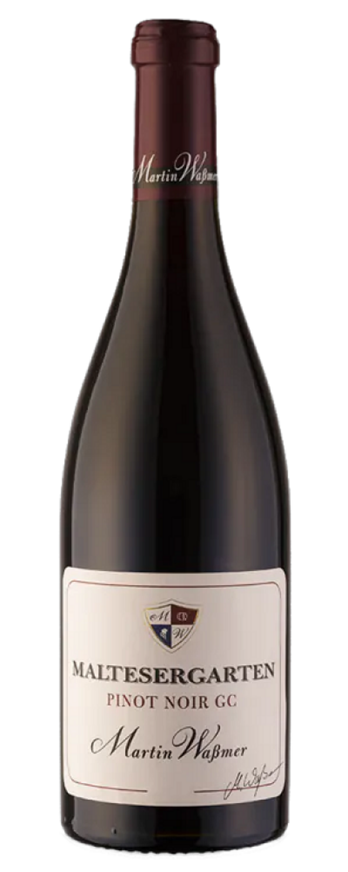 Wein-Flasche von Martin Waßmer, Maltesergarten Pinot Noir GC, rot
