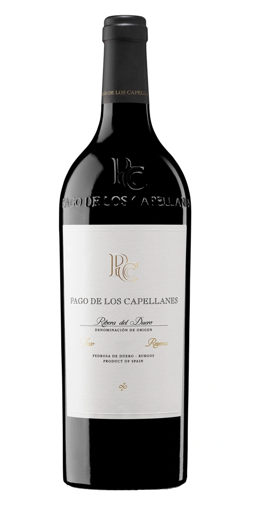 Eine Flasche Rotwein von Pago de los Capellanes, Reserva.