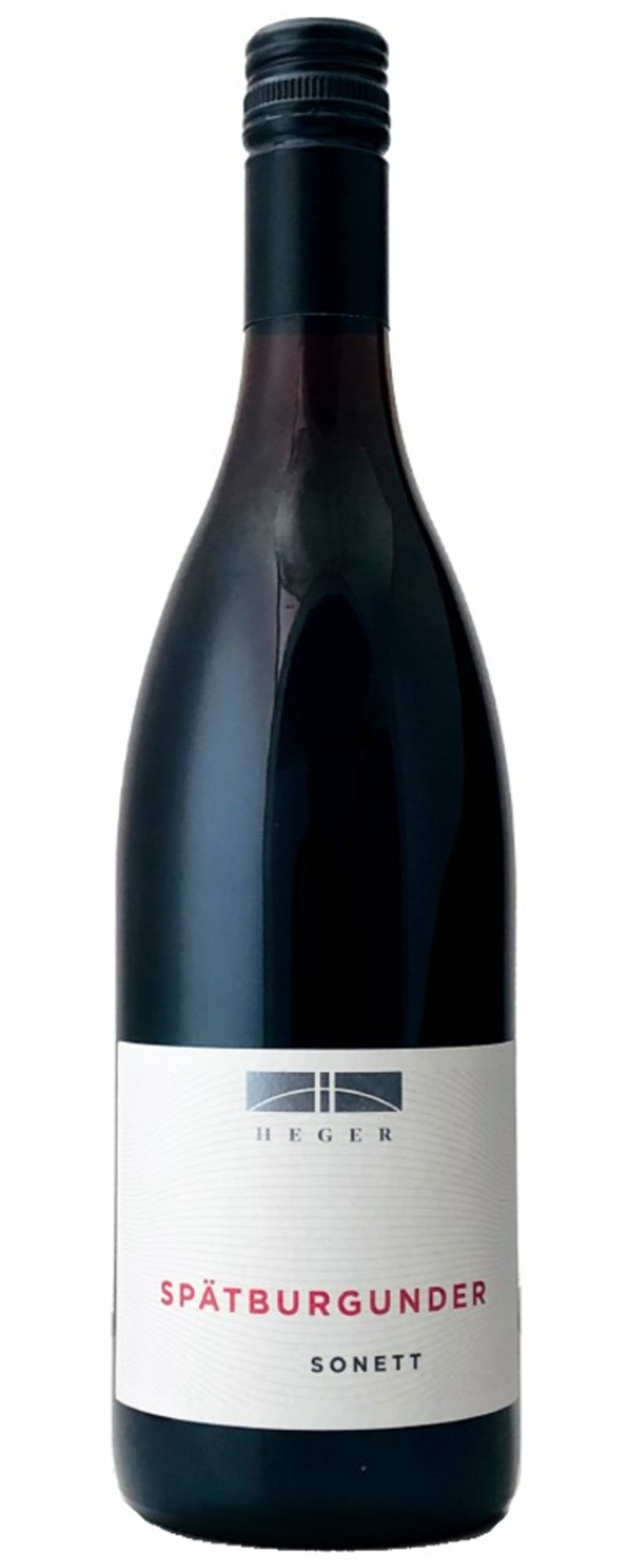 Wein-Flasche mit rotem Wein, Spätburgunder, Sonett, Heger, dunkel