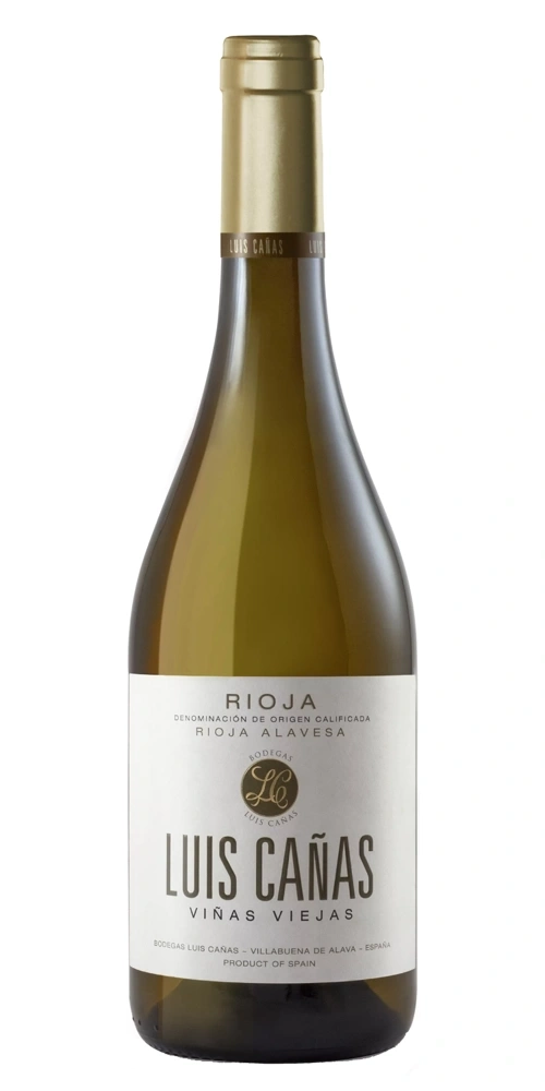 Eine Flasche Weißwein von Luis Canas aus Rioja Alavesa, Spanien