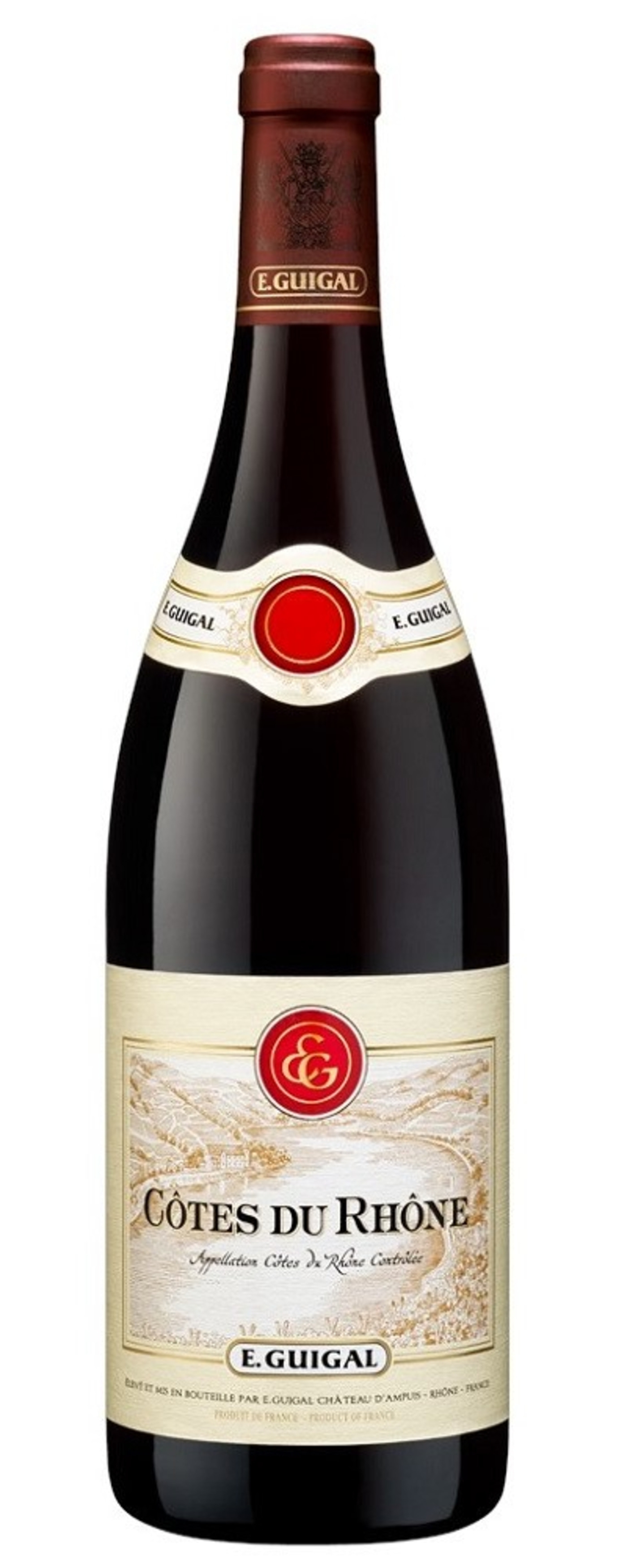 Wein, Côtes du Rhône, E. Guigal, Rotwein, Flasche, Etikett, Frankreich, Alkohol, Getränk, Weinprobe