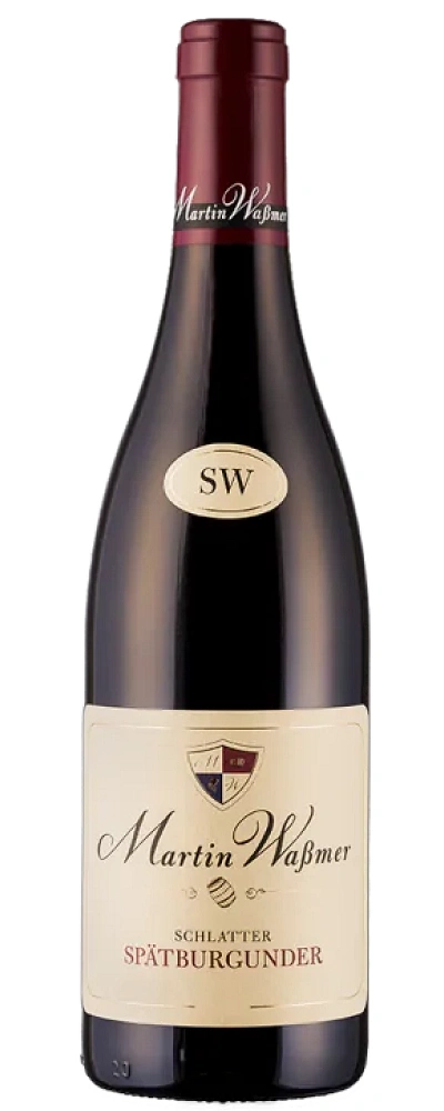 Wein Martin Waßmer Spätburgunder, Flasche, Etikett, Rotwein, Getränk, Glas
