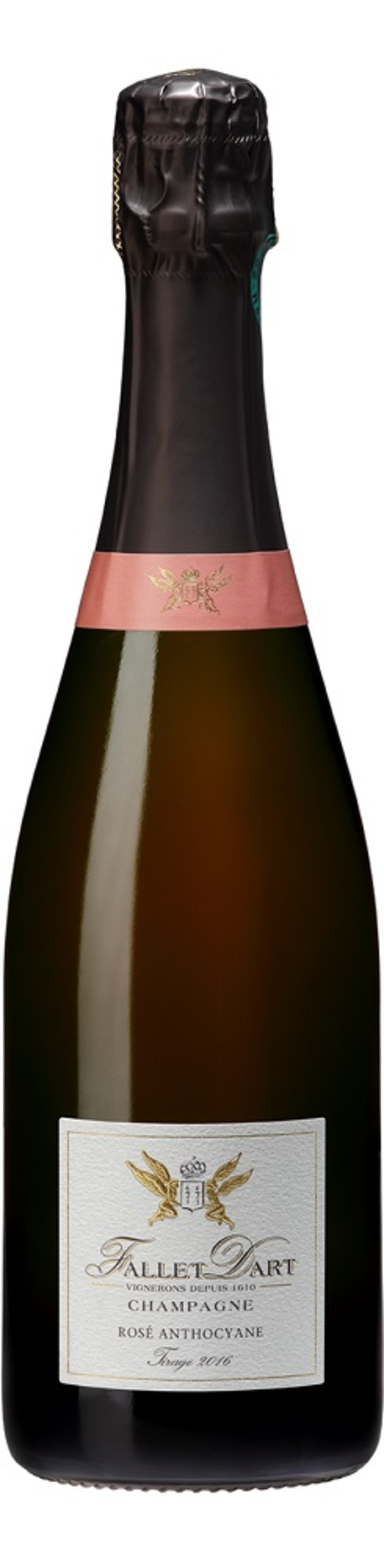 Champagnerflasche, Rosé Anthocyane, Fallet Dart, Jahrgang 2016, Wein