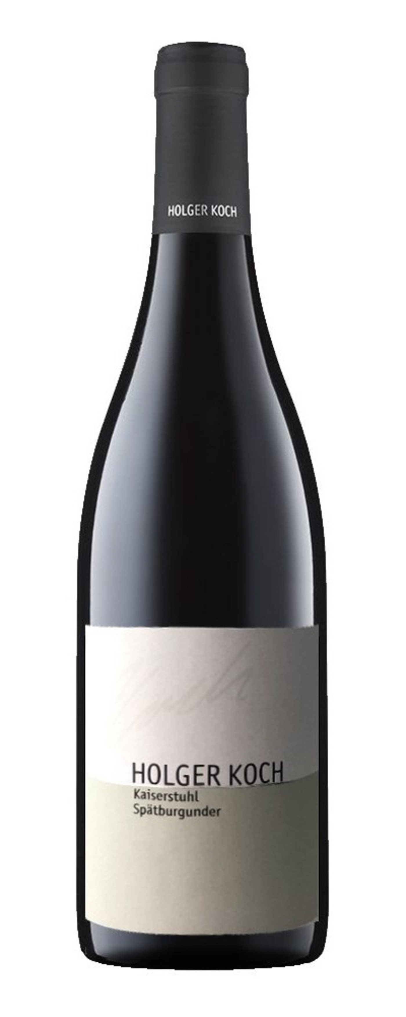 Holger Koch Wein, Spätburgunder, Kaiserstuhl, Weinflasche, dunkel, Etikett