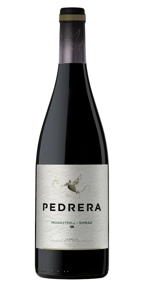Eine Flasche Rotwein der Marke Pedrera, Monastrell-Shiraz, aus Spanien