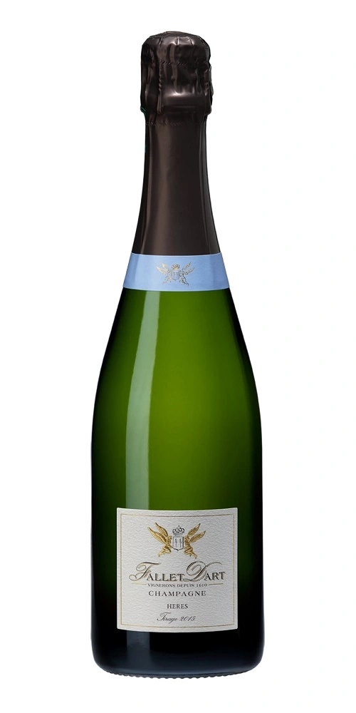 Eine grüne Champagnerflasche von Fallet Dart mit Etikett und Kapsel.