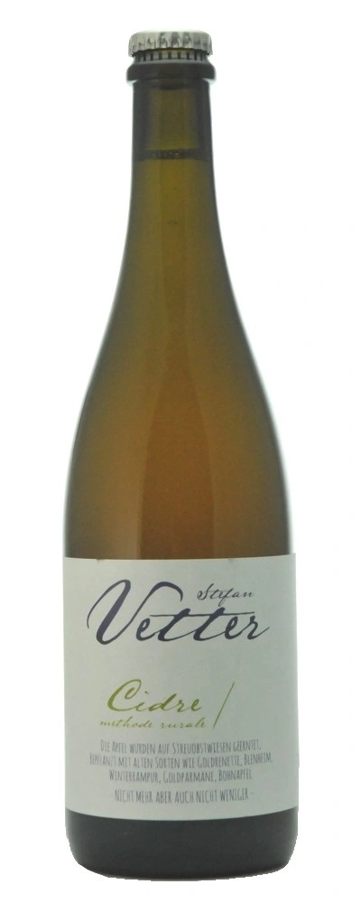 Flasche Vetter Cidre, Apfelwein, Methode rurale, Goldrenette, Blenheim, Winterrampur, Goldparmane, Bornapfel
