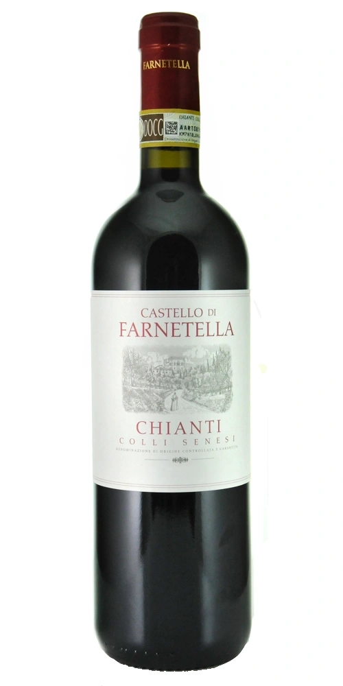 Rotweinflasche mit dem Etikett Castello di Farnetella Chianti Colli Senesi