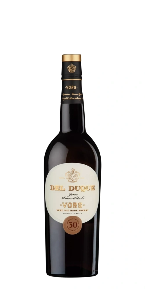 Ein dunkler Sherry von Del Duque, Jerez Amontillado VORS, 30 Jahre alt.
