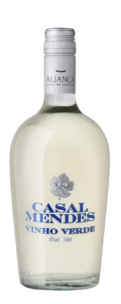 Flasche Casal Mendes Vinho Verde Weißwein mit silbernem Verschluss