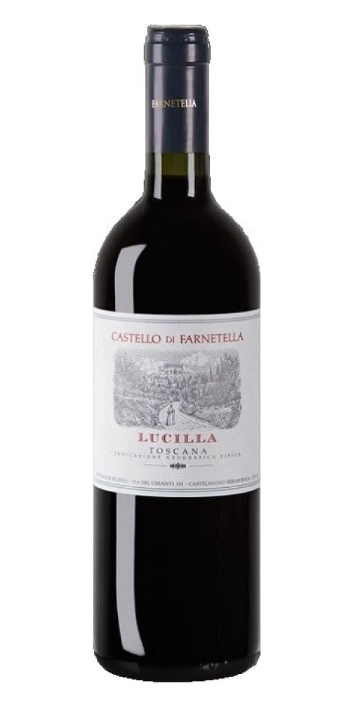 Eine Flasche Rotwein von Castello di Farnetella Lucilla Toscana.