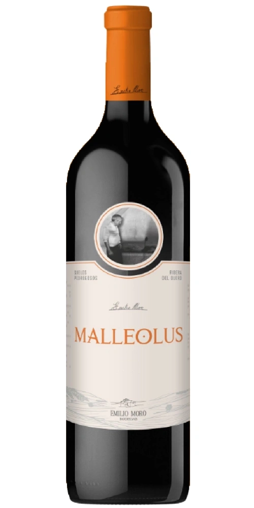 Rotwein Flasche mit Etikett von Emilio Moro