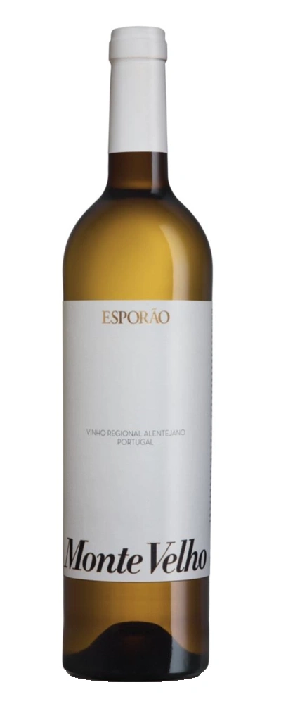 Eine Flasche Weißwein von Monte Velho Esporão aus Portugal.