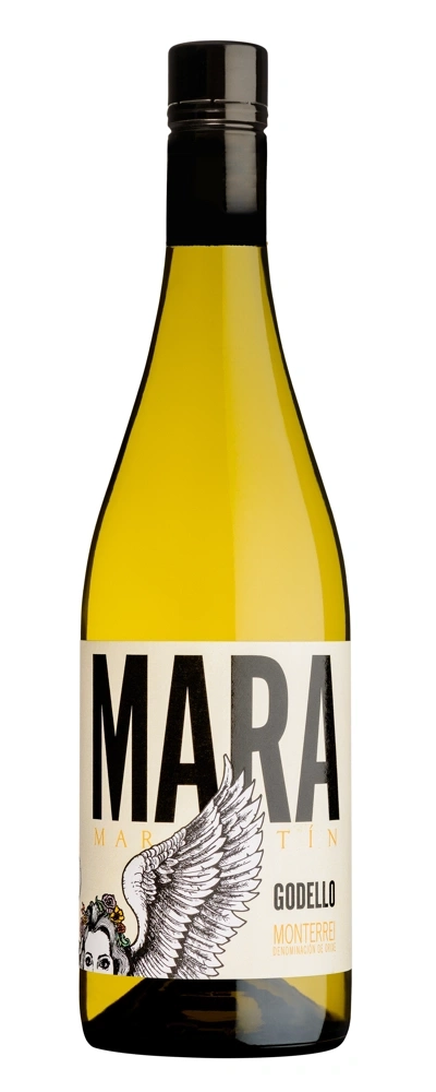 Eine Flasche weißer Wein mit dem Etikett Mara Martin Godello