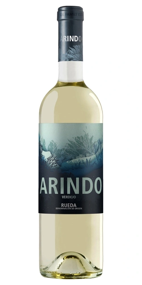 Eine Flasche Weißwein mit dem Etikett Arindo Verdejo Rueda