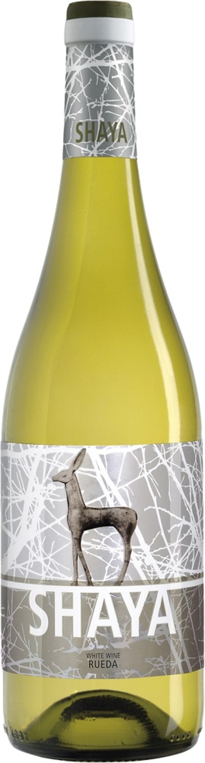 Weinflasche mit Reh-Illustration und dem Schriftzug SHAYA White Wine Rueda