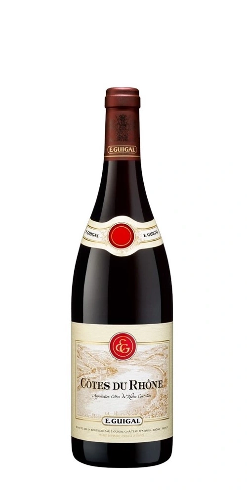 Eine Flasche Rotwein von E. Guigal Côtes du Rhône