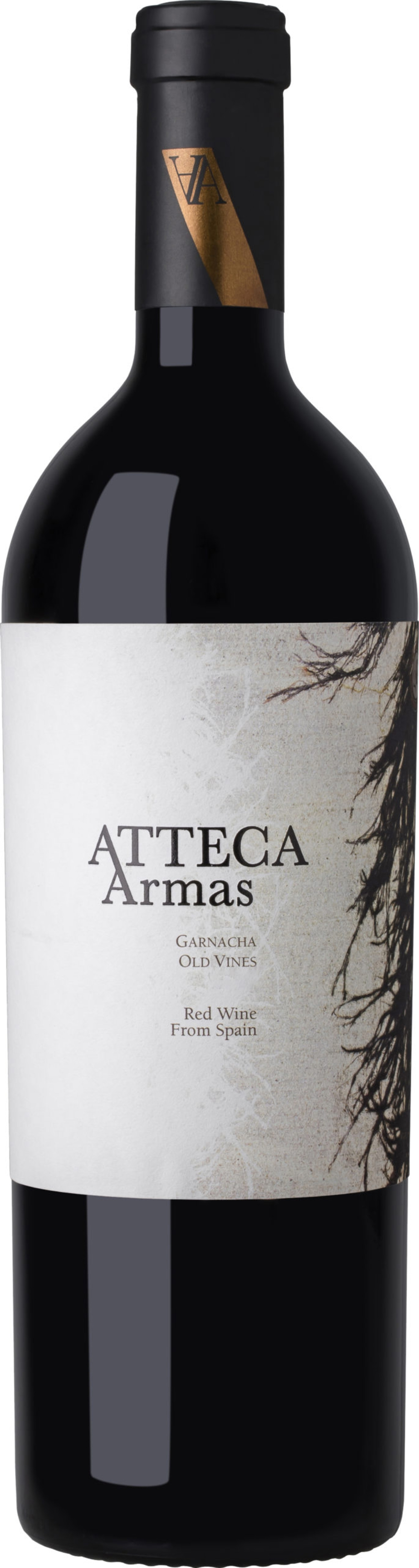 Wein-Etikett mit der Aufschrift "ATTECA Armas Garnacha Old Vines Red Wine From Spain"