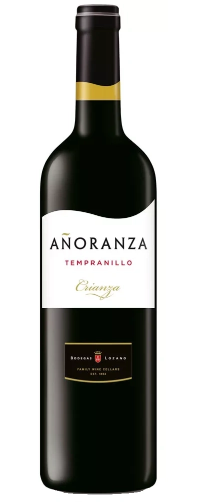 Eine Flasche Rotwein mit dem Etikett AÑORANZA TEMPRANILLO CRIANZA