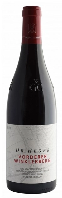 Weinflasche von Dr. Heger, Vordere Winklerberg, Spätburgunder, GG, 2013, Weingut