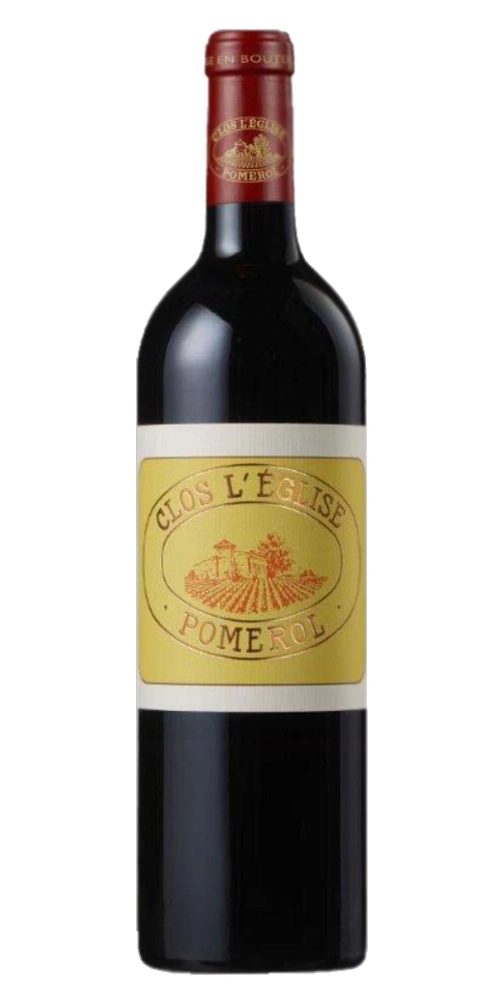 Eine Flasche Rotwein der Marke Clos L'Eglise Pomerol