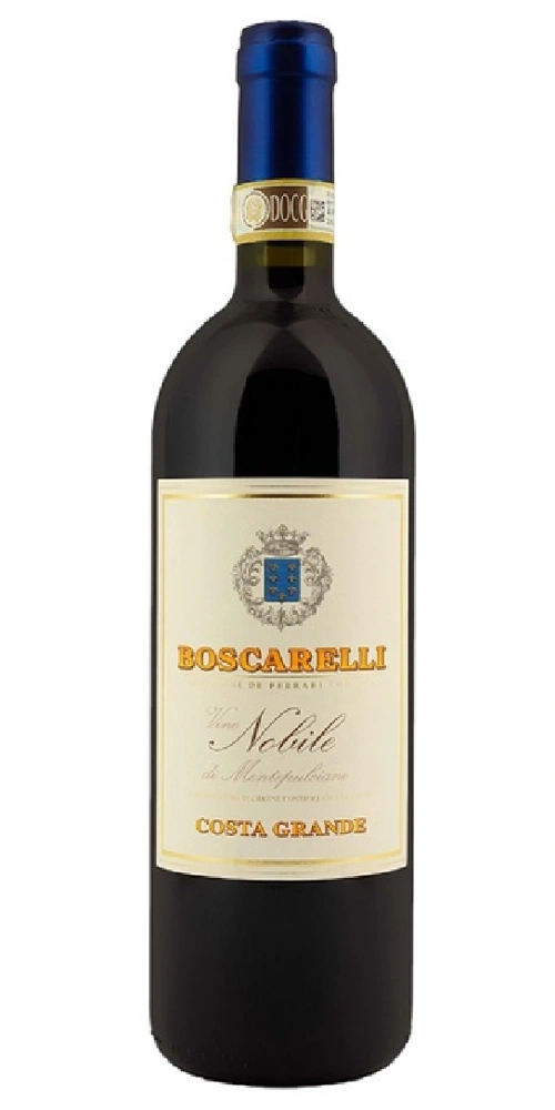 Eine Flasche Wein von Boscarelli, Costa Grande, Vino Nobile di Montepulciano.