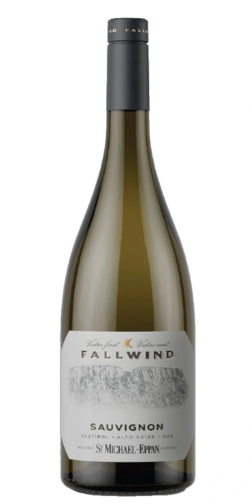 Eine Flasche Fallwind Sauvignon Wein aus Südtirol, Alto Adige DOC.