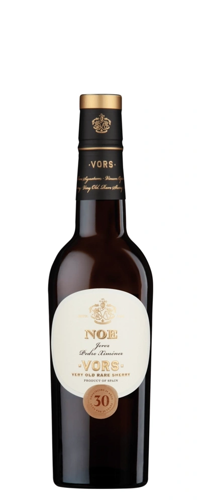 Eine Flasche Pedro Ximénez Sherry mit dem Etikett NOE VORS.