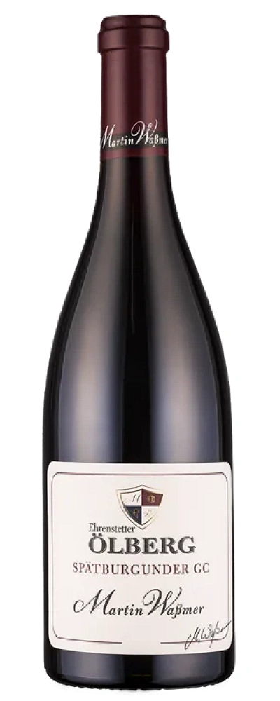 Wein, Flasche, Etikett, Schriftzug, Martin Waßmer, ÖLBERG, Spätburgunder GC, Ehrenstetter