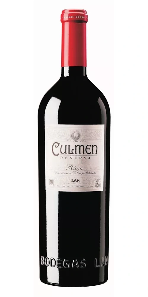 rote Weinflasche mit Culmen Reserva Rioja Etikett