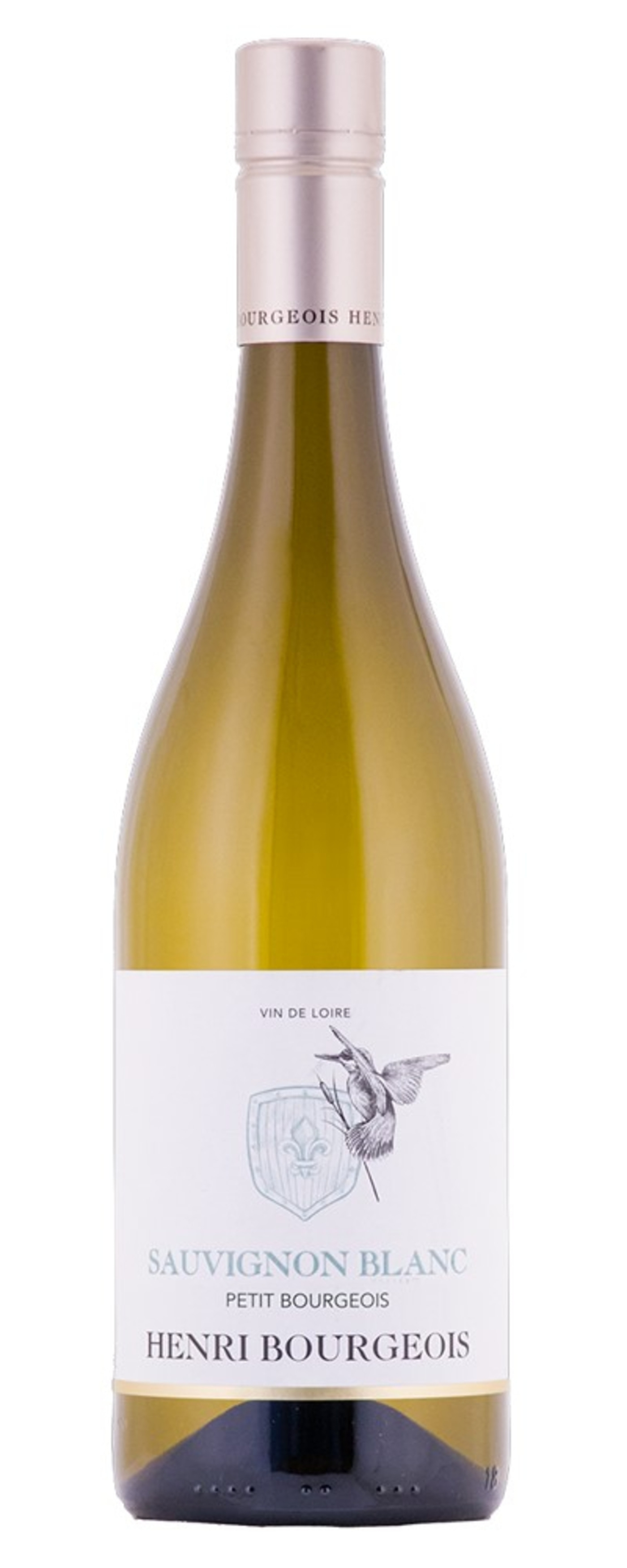 Weinflasche Henri Bourgeois Sauvignon Blanc, weißer Hintergrund, Etikett