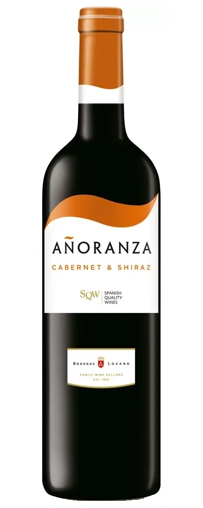 Eine Flasche Rotwein mit dem Etikett AÑORANZA CABERNET & SHIRAZ
