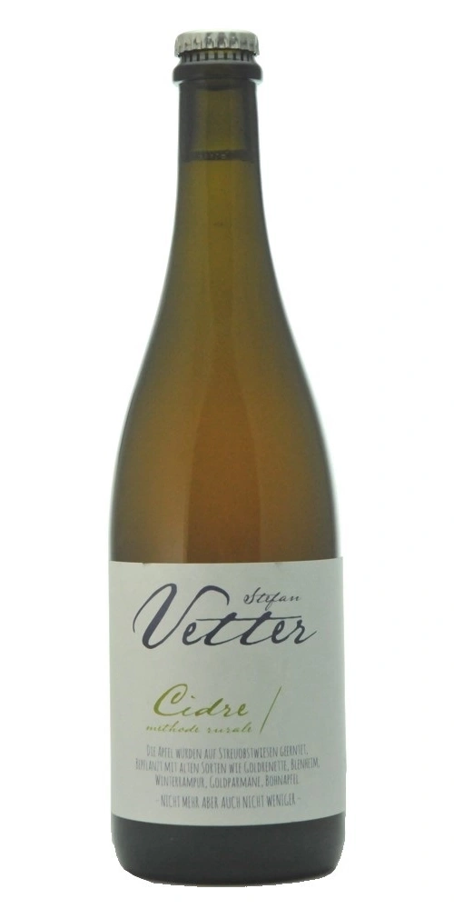 Flasche Apfelwein des Weinguts Stefan Vetter mit Label