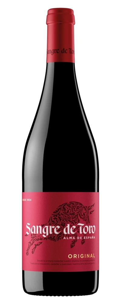 Sangre de Toro Wein, rot, Flasche, Etikett, Original, spanisch, Alkohol, Getränk, Bullen