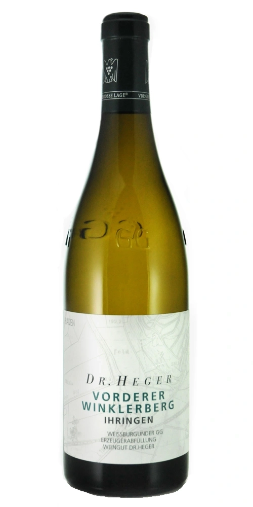 Eine Flasche Dr. Heger VDP Grosse Lage Wein mit Etikett