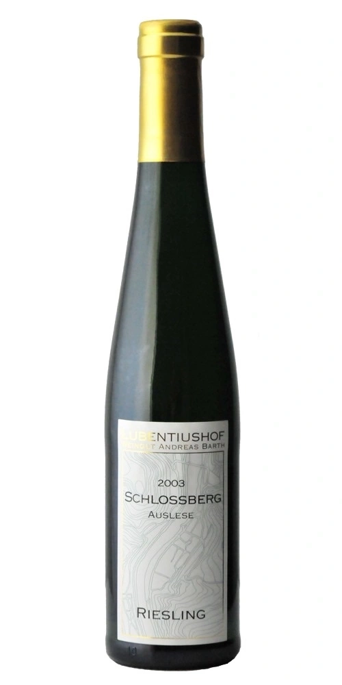 Eine Flasche 2003 Schlossberg Auslese Riesling Wein.