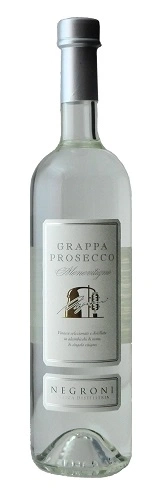 Grappa Prosecco Negroni Flasche, klar, mit Etikett, Alkoholgetränk, Glasflasche