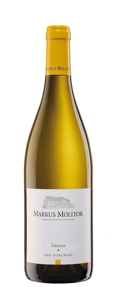 Weinflasche von Markus Molitor, Pinot Blanc Mosel, Einstein, gelbe Kapsel