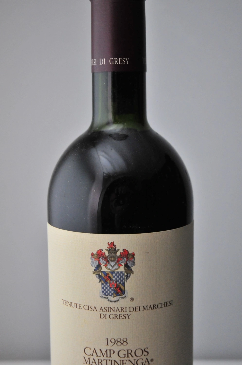 Wein, Flasche, Etikett, 1988, Camp Gros, Martinenga, Tenute Cisa Asinari dei Marchesi di Gresy