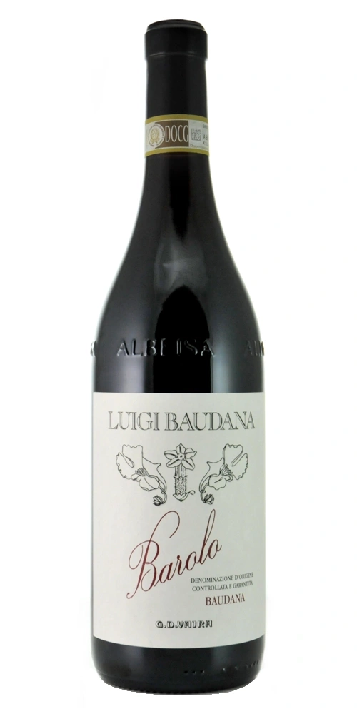 Eine Flasche Rotwein von Luigi Baudana Barolo.