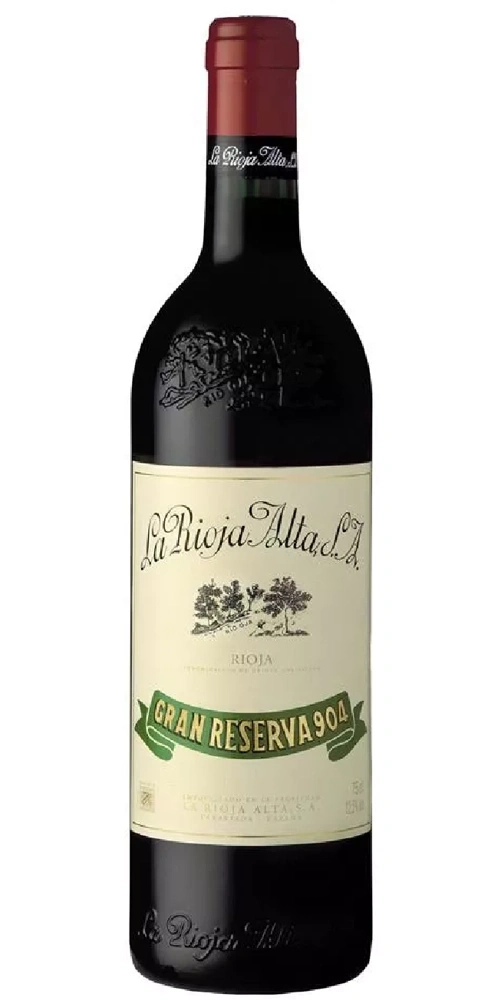Eine Flasche Rotwein von La Rioja Alta mit Etikett Gran Reserva 904.